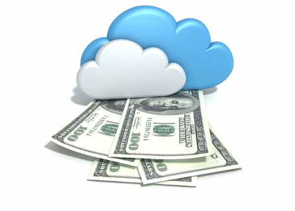 Cloud sitting on hundred-dollar bills