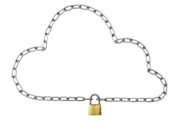 Chain and padlock shaped like a cloud