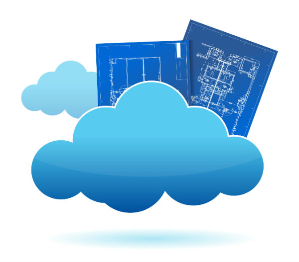Big & small cloud with blue prints